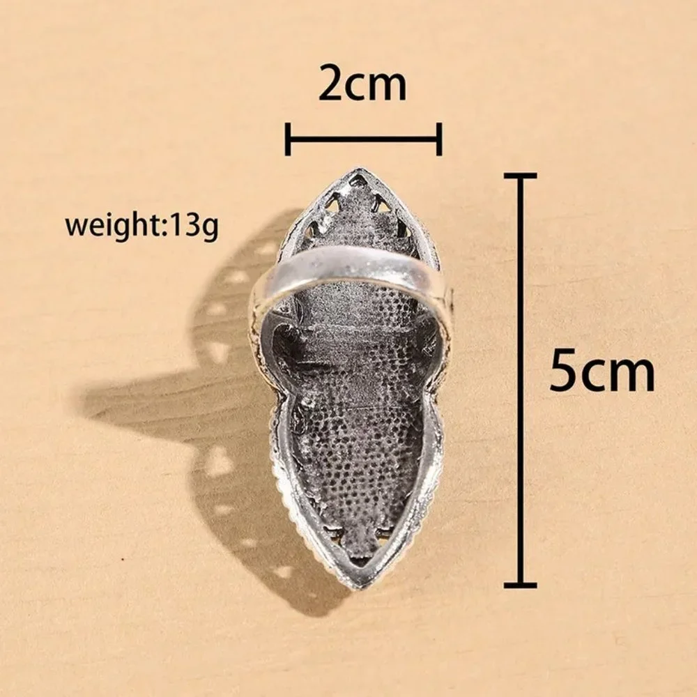 Western Southwestern Aged Silver & Turquoise Boho Statement Ring NEW - Picture 5 of 6